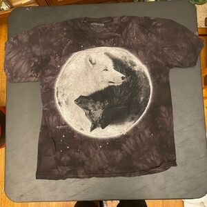 The Mountain Black Crewneck T-Shirt with White Logo Print